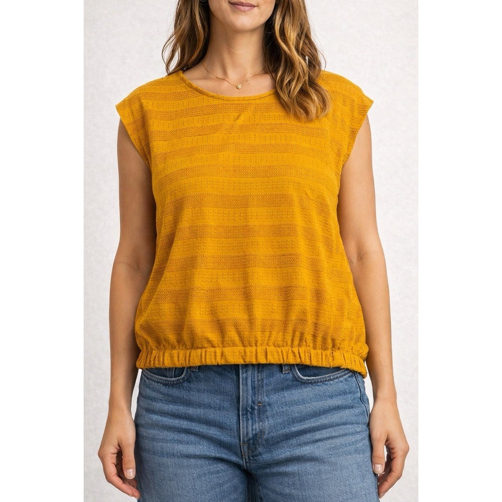 Madewell Pointelle Top Women Knit Short‎ Sleeve Crop Medium Sunshine Summer Boho